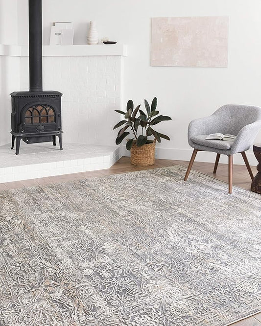 Loloi II Lucia Collection LUC-03 Steel/Ivory 2'-8" x 8' Runner Rug