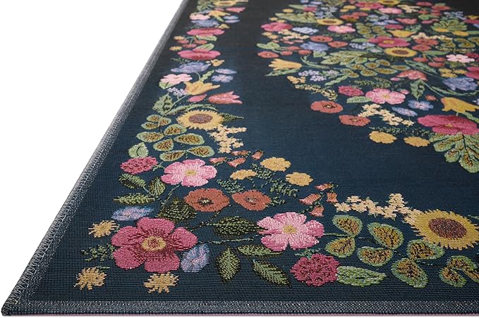 Loloi Rifle Paper Co. Perennial Collection Blossom PRN-01 Navy 7'-10" x 11'-2" Indoor/Outdoor Area Rug