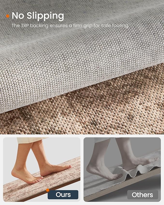 SONGMICS HOME Area Rug, 2x6 ft Living Room Rug, Non-Slip Carpet, Farmhouse Style Rug, Home Decor, for Bedroom, Kitchen, Entryway, Dining Room, Machine Washable, Cappuccino Beige UTAR082K01