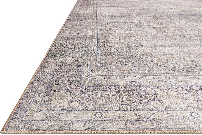 Loloi II Wynter Collection WYN-03 Silver/Charcoal 3'-6" x 5'-6", .13" Thick, Accent Rug, Soft, Durable, Printed, Vintage Inspired, Low Pile, Non-Shedding, Easy Clean, Living Room Rug