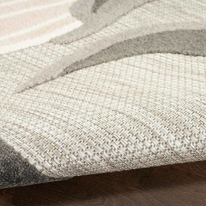 Nourison Aloha Indoor-Outdoor Beige 7' x 10' Area Rug, Easy Cleaning, Non Shedding, Bed Room, Living Room, Dining Room, Kitchen (7x10)