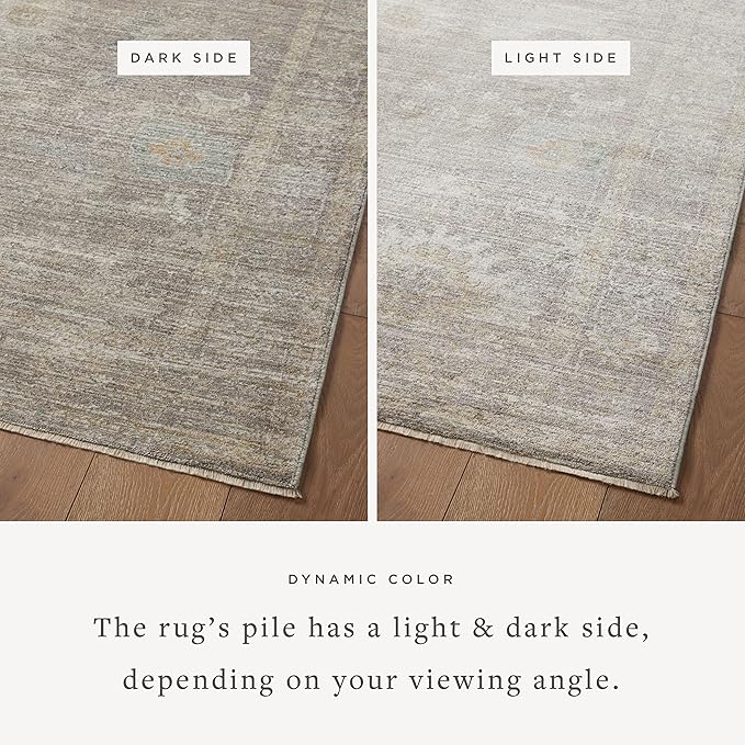 Loloi Magnolia Home by Joanna Gaines Millie Collection MIE-05 Stone/Natural 7'-10" x 7'-10", .25" Pile Height, Round Area Rug
