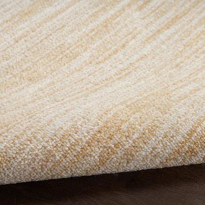Nourison Essentials Indoor/Outdoor Ivory Gold 4' x Round Area Rug, Easy Cleaning, Non Shedding, Bed Room, Living Room, Dining Room, Backyard, Deck, Patio (4 Round)