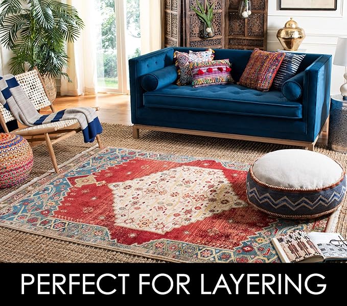SAFAVIEH Natural Fiber Collection Area Rug - 9' Square, Natural, Handmade Chunky Textured Jute 0.75-inch Thick, Ideal for High Traffic Areas in Living Room, Bedroom (NF447A)