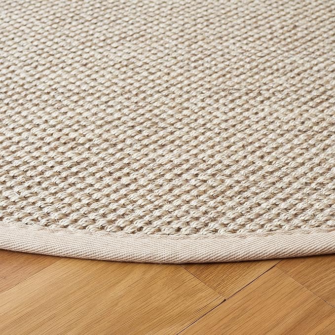 SAFAVIEH Natural Fiber Collection 11' Round Marble/Beige NF143C Border Sisal Entryway Foyer Living Room Bedroom Kitchen Area Rug