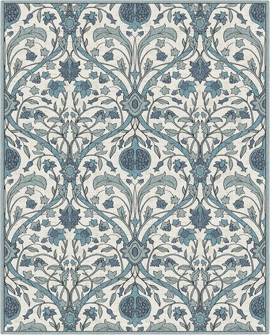 Washable Area Rug 8x10, Large Soft Rugs Vintage Rug for Living Room, Bedroom Rug, Farmhouse, Dining Room, Kids Playroom, Cream Gray Multi