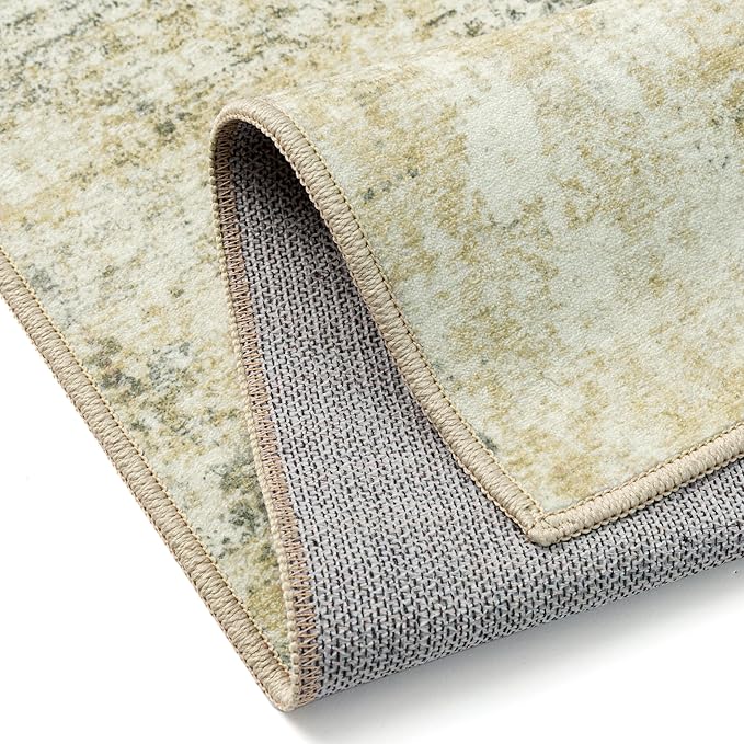 2x3 Entryway Rug Beige Grey Non Slip Washable Doormat Neutral Modern Abstract Indoor Rug Thin Soft Throw Low Pile Kitchen Carpet for Laundry Room, Kitchen, Bedroom, Bathroom