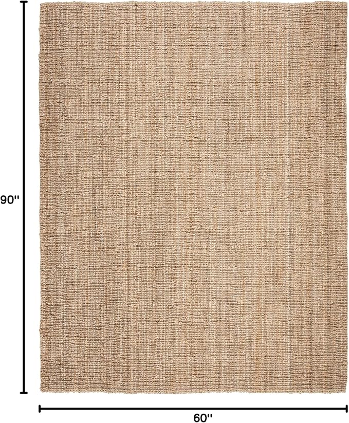 SAFAVIEH Natural Fiber Collection Area Rug - 5' x 7'6", Natural, Handmade Chunky Textured Jute 0.75-inch Thick, Ideal for High Traffic Areas in Living Room, Bedroom (NF447A)