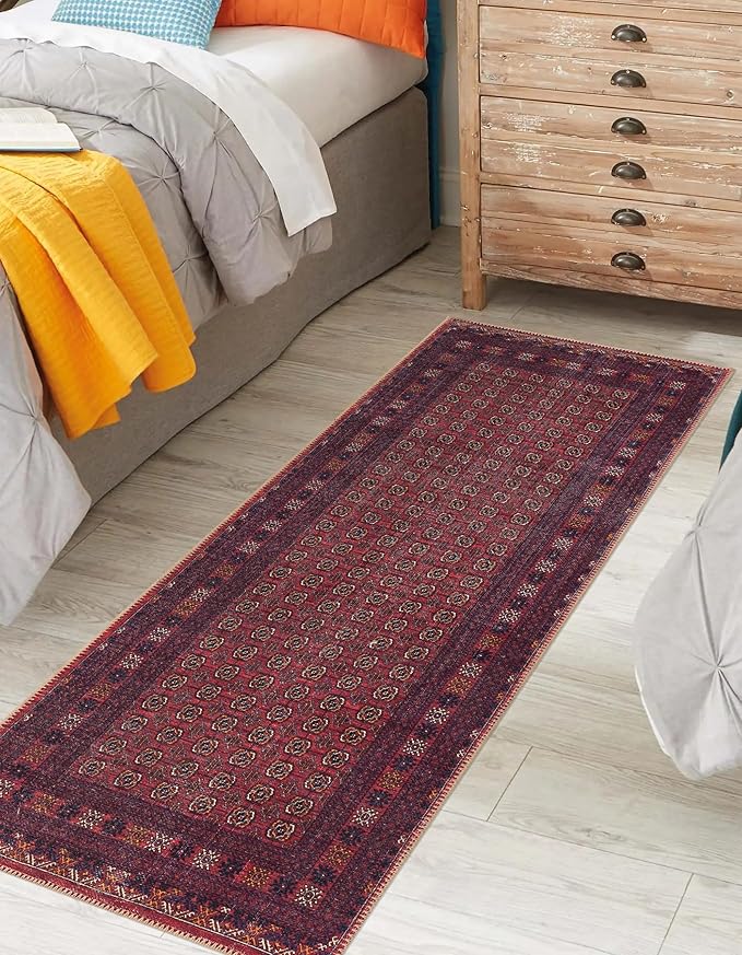 Keen Home Design 2x10 Rug - Machine Washable Runner Rug with Non-Slip Backing, Ideal for Hallway, Entryway, Kitchen, Laundry Room - Vintage, Easy Clean, Durable, Low Pile Rug - (2'6" x 10')