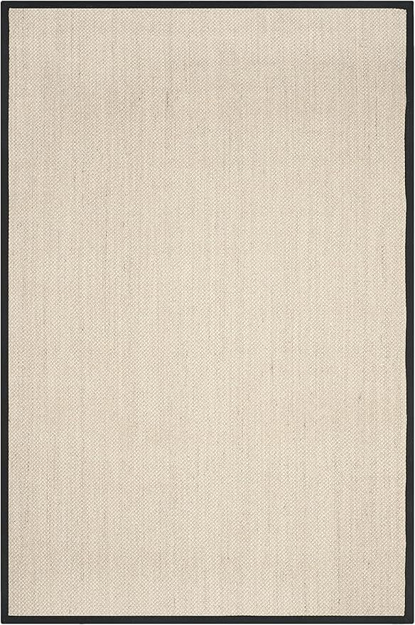 SAFAVIEH Natural Fiber Collection Area Rug - 6' x 9', Marble & Black, Border Sisal Design, Easy Care, Ideal for High Traffic Areas in Living Room, Bedroom (NF143A)