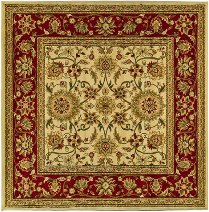 SAFAVIEH Lyndhurst Collection 8' Round Ivory/Red LNH212K Traditional Oriental Non-Shedding Dining Room Entryway Foyer Living Room Bedroom Area Rug