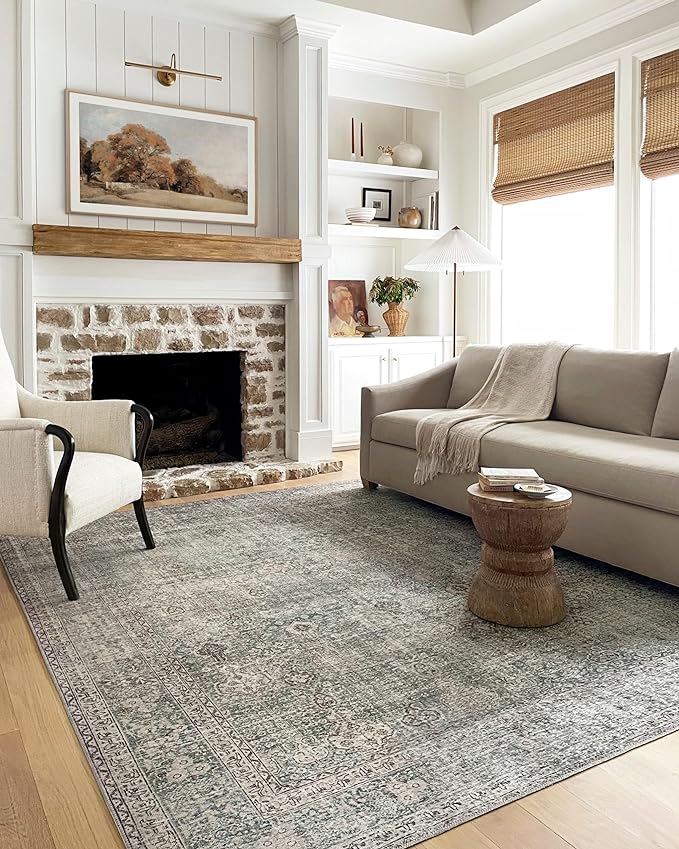 Loloi Chris Loves Julia Jules Collection JUL-08 Emerald/Antique Ivory 2'-6'' x 9'-6'', .13" Pile Height, Runner Rug