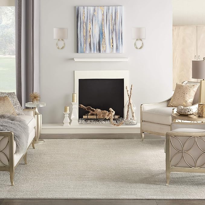 Nourison Essentials Indoor/Outdoor Ivory Beige 8' x 10' Area Rug, Easy Cleaning, Non Shedding, Bed Room, Living Room, Dining Room, Backyard, Deck, Patio (8x10)