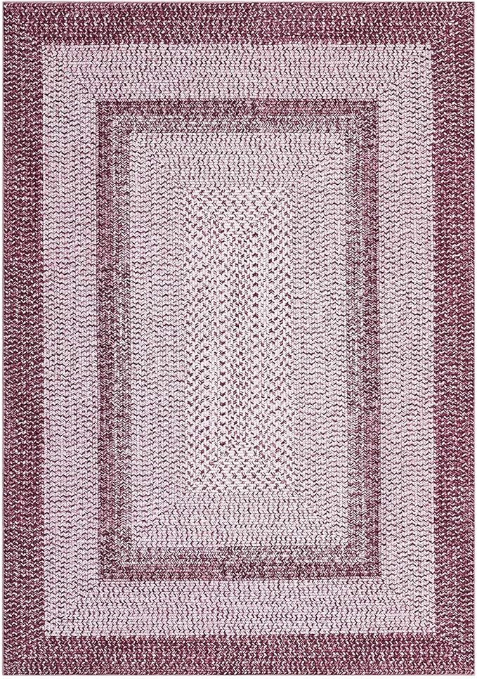Washable Area Rug 10x13 Rug for Living Room Modern Rugs for Bedroom Pink Print Braided Large Rug Non Slip Throw Rugs Stain Resistant Carpet for Nursery Dining Room 10'x13' Pink
