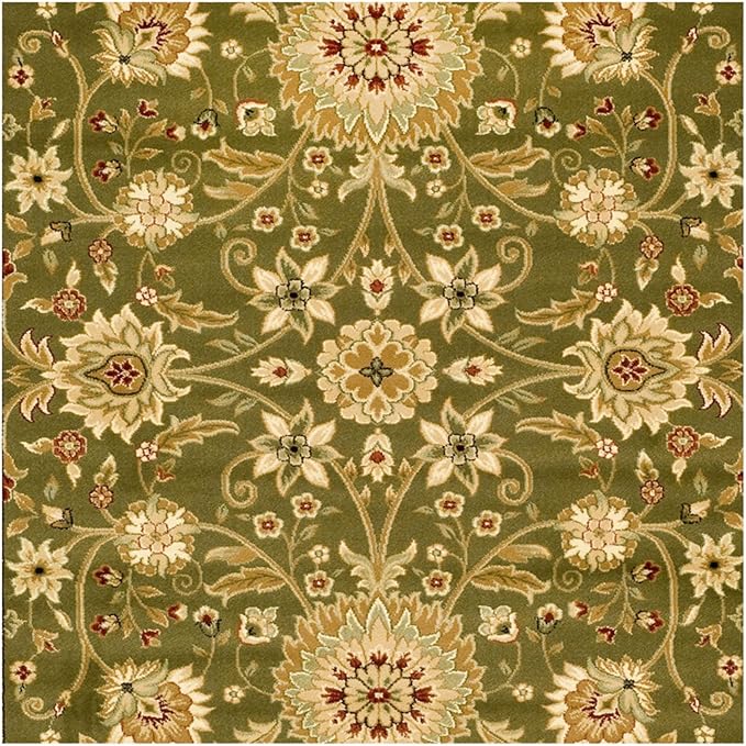 SAFAVIEH Lyndhurst Collection 8' Square Sage / Ivory LNH212C Traditional Oriental Non-Shedding Living Room Bedroom Dining Home Office Area Rug