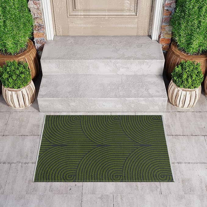 Tiffasea Small Area Rug 2'x3' Washable Indoor Mats for Entryway Kitchen Rugs Outdoor Door Mat Indoor Entrance Cotton Modern Throw Rugs Entry Rug for Bathroom Bedroom, Green
