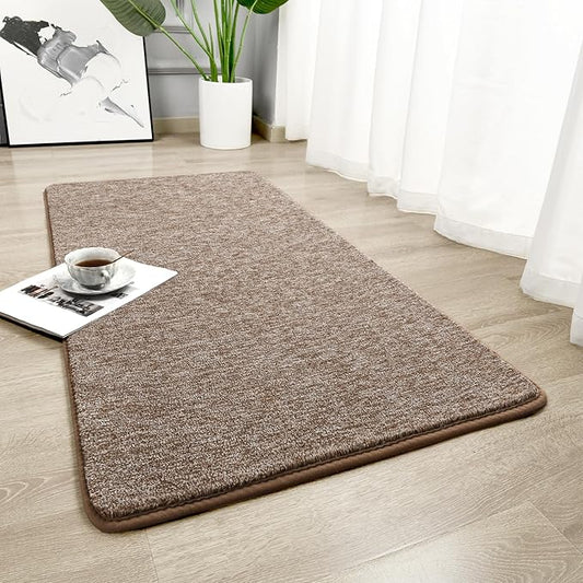 Chicrug Modern 2x4 Runner Rugs for Bedroom Living Room, Memory Foam Low-Pile Hallway Carpet Runner Rug for Entryway Kitchen, Throw Small Kids Rug for Bedside Dorm Room Decor, Brown and White