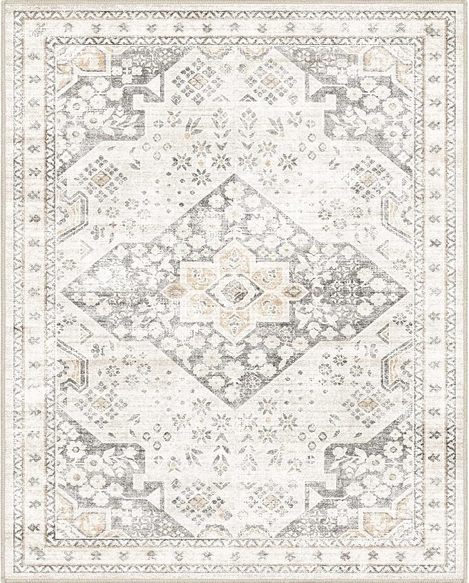 Washable Area Rugs 8x10, 8x10 Area Rugs for Living Room, Non Slip Rug Low Pile Area Rug for Living Room Dining Room Bedroom