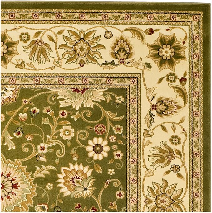 SAFAVIEH Lyndhurst Collection 8' Square Sage / Ivory LNH212C Traditional Oriental Non-Shedding Living Room Bedroom Dining Home Office Area Rug