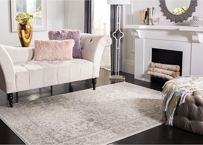 SAFAVIEH Adirondack Collection Runner Rug - 2'6" x 20', Ivory & Silver, Oriental Distressed Design, Non-Shedding & Easy Care, Ideal for High Traffic Areas in Living Room, Bedroom (ADR109C)