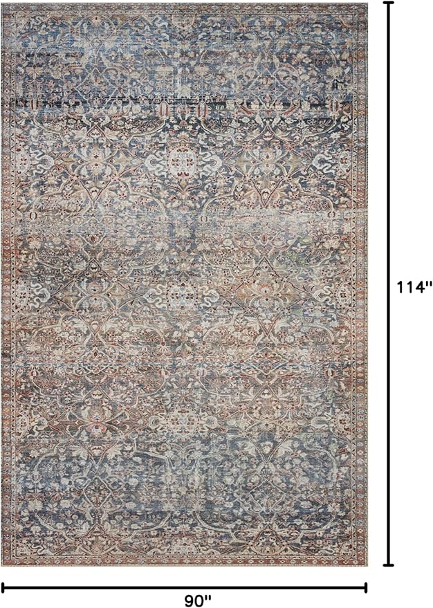 Loloi Chris Loves Julia Jules Collection JUL-06 Denim/Spice 7'-6'' x 9'-6'', .13" Pile Height, Area Rug