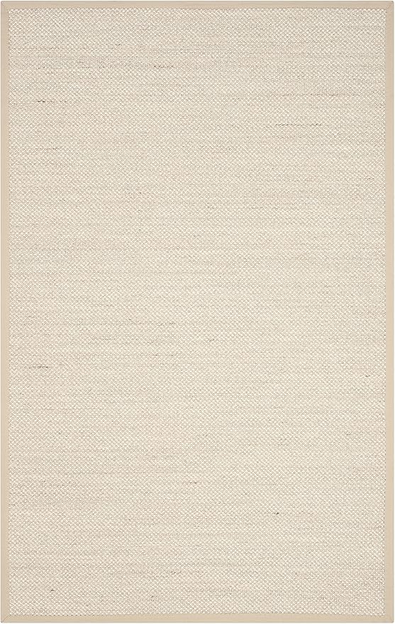 SAFAVIEH Natural Fiber Collection Area Rug - 5' x 8', Marble & Linen, Border Sisal Design, Easy Care, Ideal for High Traffic Areas in Living Room, Bedroom (NF143B)