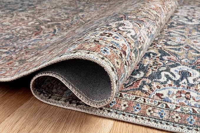 Loloi Chris Loves Julia Jules Collection JUL-06 Denim/Spice 7'-6'' x 9'-6'', .13" Pile Height, Area Rug