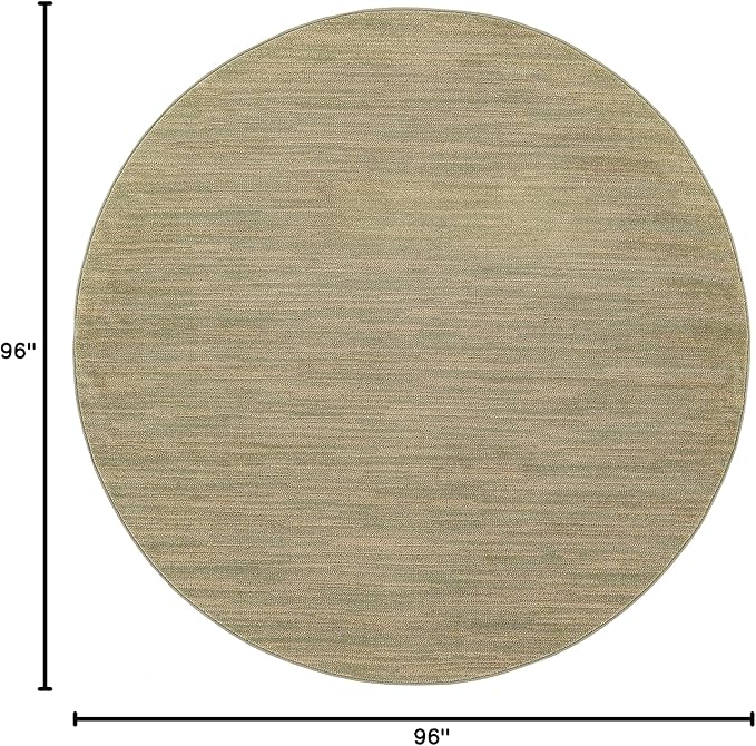 Nourison Essentials Indoor/Outdoor Green Gold 8' x Round Area Rug, Easy Cleaning, Non Shedding, Bed Room, Living Room, Dining Room, Backyard, Deck, Patio (8 Round)