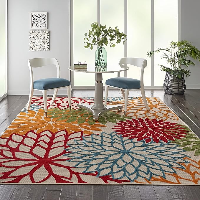 Nourison Aloha 7' x 10' Fabric Indoor/Outdoor Rug in Green/Multi-Color