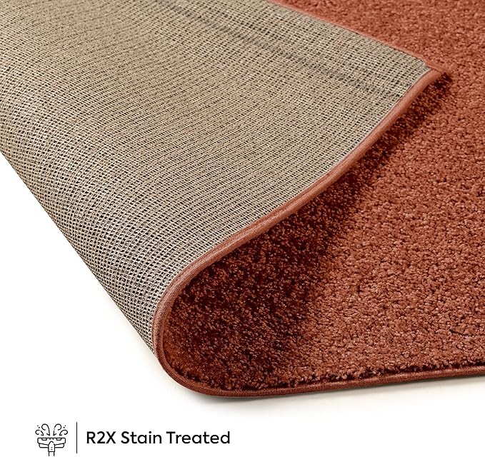 Furnish my Place Modern Plush Solid Color Rug - Rust, 27" x 54" Half Round, Pet and Kids Friendly Rug. Made in USA, Area Rugs Great for Kids, Pets, Event, Wedding, Living Room