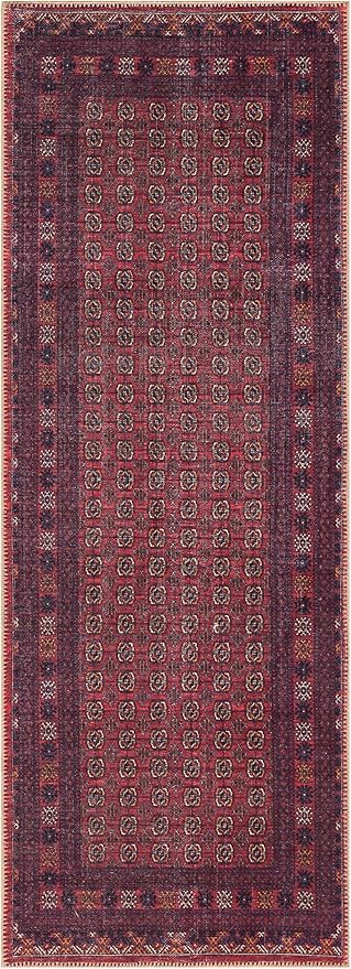 Keen Home Design 2x10 Rug - Machine Washable Runner Rug with Non-Slip Backing, Ideal for Hallway, Entryway, Kitchen, Laundry Room - Vintage, Easy Clean, Durable, Low Pile Rug - (2'6" x 10')