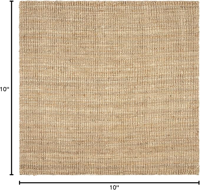 SAFAVIEH Natural Fiber Collection Area Rug - 10' Square, Natural, Handmade Chunky Textured Jute 0.75-inch Thick, Ideal for High Traffic Areas in Living Room, Bedroom (NF447A)