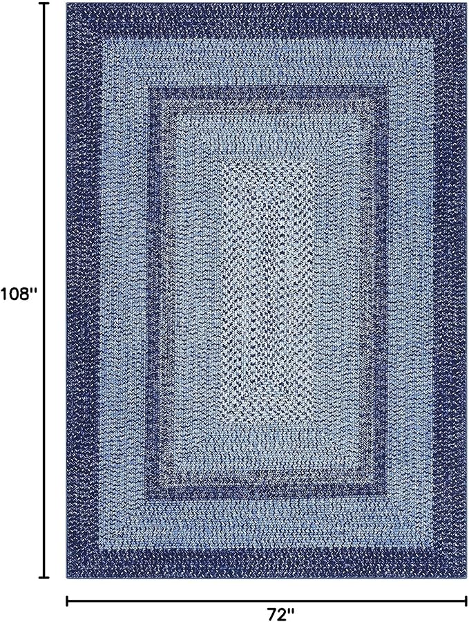 Washable Area Rug 6x9 Rug for Living Room Modern Area Rug for Bedroom Decor Blue Rug Geometric Area Rugs Non Slip Throw Rugs Stain Resistant Carpet for Nursery Dining Room 6'x9' Navy Blue