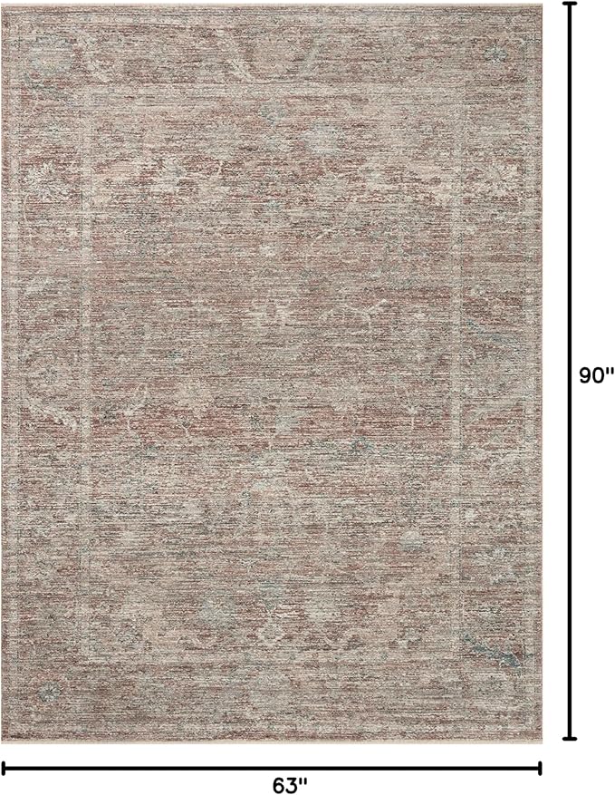 Loloi Magnolia Home by Joanna Gaines Millie Collection MIE-04 Brick/Fog 5'-3" x 7'-6", .25" Pile Height, Area Rug