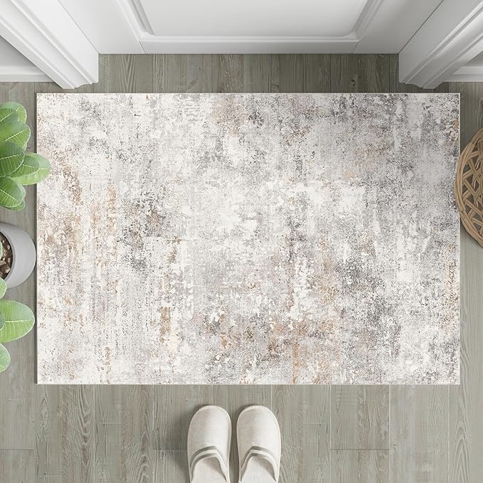 2x3 Rug Washable Area Rug Entryway Rugs Entrance Door Mat Indoor Accent Rug Abstract Non Slip Low Pile Carpet Distressed Throw Rug for Kitchen Bedroom Office Bathroom Hallway Kitchen