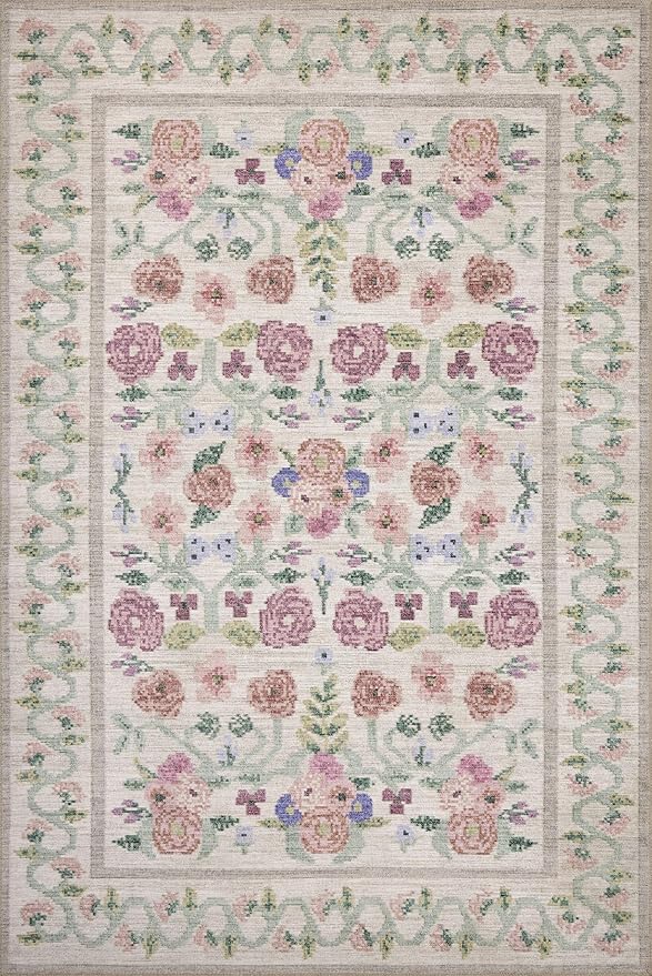 Loloi Rifle Paper Co. Rosa Collection RSA-01 Ivory 2'-0" x 5'-0" Accent Rug