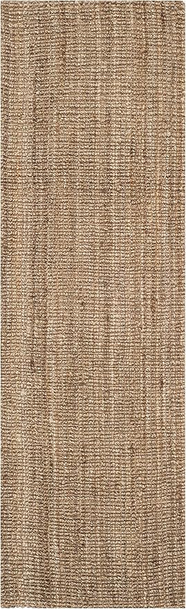 SAFAVIEH Natural Fiber Collection Runner Rug - 2'6" x 20', Natural & Grey, Handmade Chunky Textured Jute 0.75-inch Thick, Ideal for High Traffic Areas in Living Room, Bedroom (NF447M)