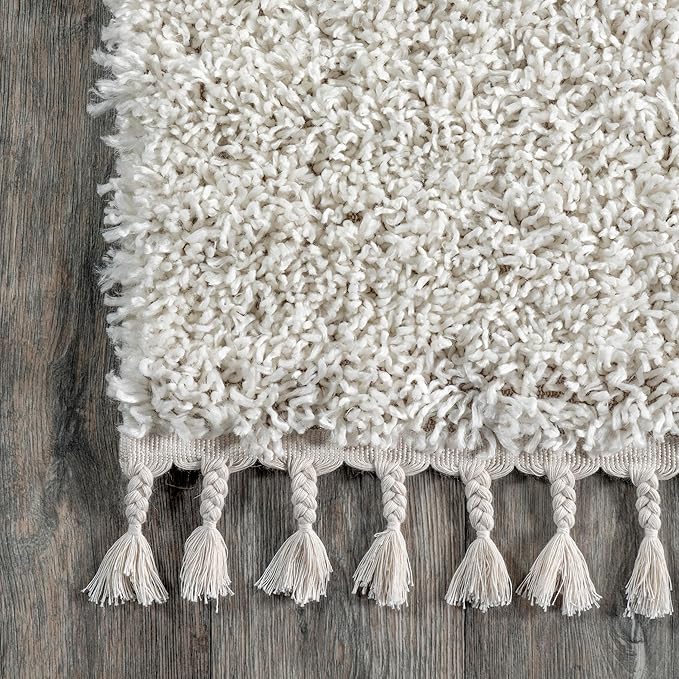 nuLOOM Neva Modern Tasseled Shag Area Rug, 6' 7" x 9', Ivory