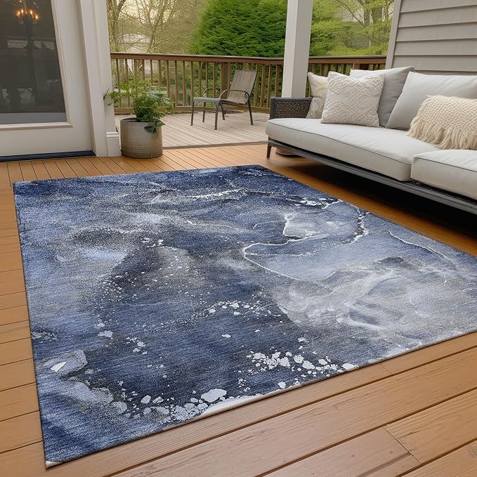 Addison Rugs Chantille ACN518 Blue 3' x 5 Indoor Outdoor Area Rug, Stain Resistant, Machine Washable, Non Shedding, Bedroom, Living Room, Dining Room, Kitchen Rug