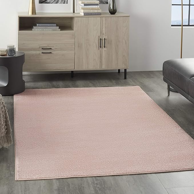 Nourison Essentials Indoor/Outdoor Pink 5' x 7' Area Rug, Easy Cleaning, Non Shedding, Bed Room, Living Room, Dining Room, Backyard, Deck, Patio (5x7)