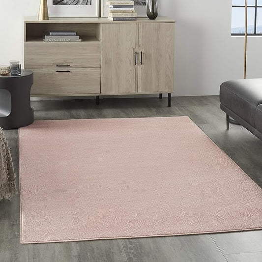 Nourison Essentials Indoor/Outdoor Pink 5' x 7' Area Rug, Easy Cleaning, Non Shedding, Bed Room, Living Room, Dining Room, Backyard, Deck, Patio (5x7)