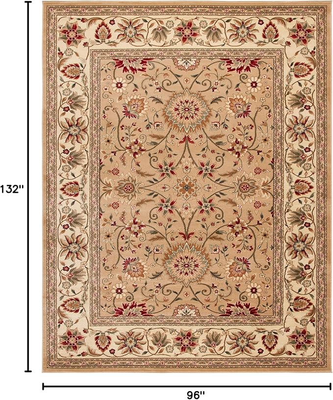 SAFAVIEH Lyndhurst Collection Area Rug - 8' x 11', Beige & Ivory, Traditional Oriental Design, Non-Shedding & Easy Care, Ideal for High Traffic Areas in Living Room, Bedroom (LNH212D)