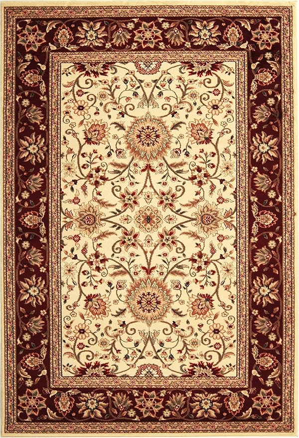 SAFAVIEH Lyndhurst Collection Area Rug - 10' x 14', Ivory & Red, Traditional Oriental Design, Non-Shedding & Easy Care, Ideal for High Traffic Areas in Living Room, Bedroom (LNH212K)