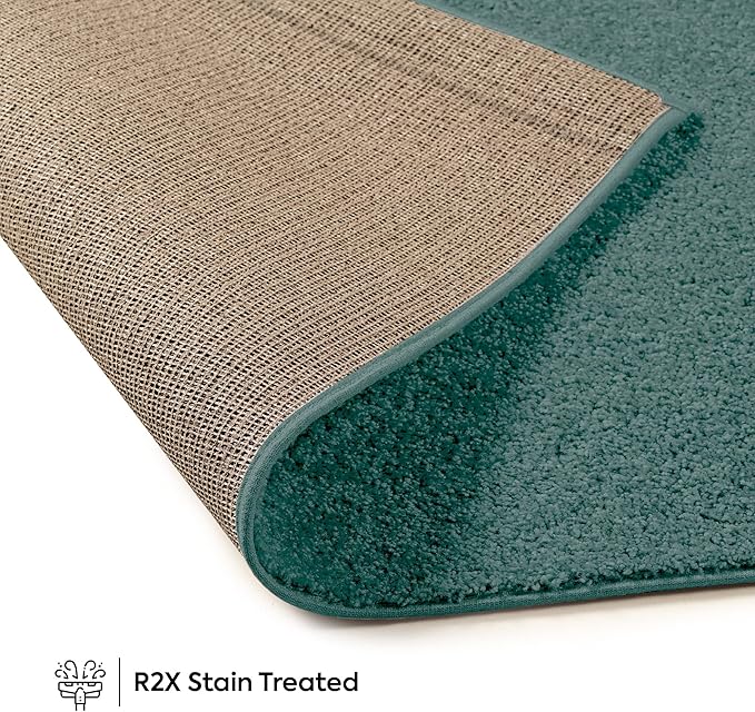 Furnish my Place Modern Plush Solid Color Rug - Teal, 2' x 42', Pet and Kids Friendly Rug. Made in USA, Area Rugs Great for Kids, Pets, Event, Wedding