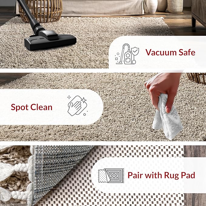 nuLOOM Neva Modern Tasseled Shag Area Rug, 10x14, Beige