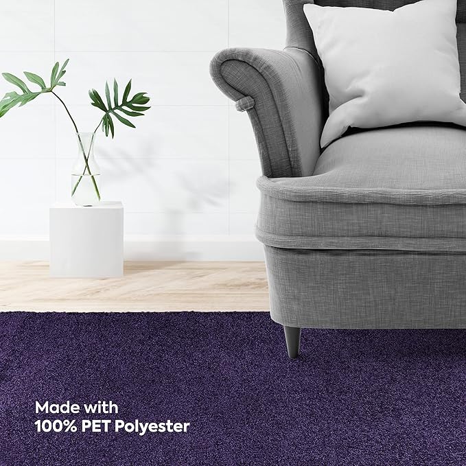 Furnish my Place Modern Plush Solid Color Rug - Purple, 7' x 20', Pet and Kids Friendly Rug. Made in USA, Rectangle, Area Rugs Great for Kids, Pets, Event, Wedding, Living Room