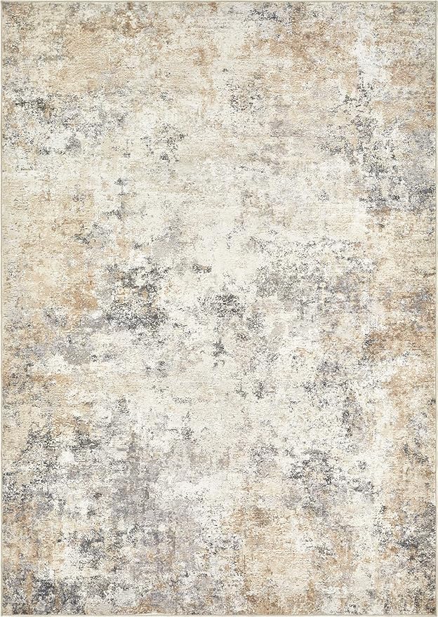 10x12 Area Rug Living Room Rugs - Washable Neutral Modern Abstract Soft Thin Large Rug Indoor Floor No Slip Rug Carpet for Bedroom Under Dining Table Home Office Decor - Golden Grey