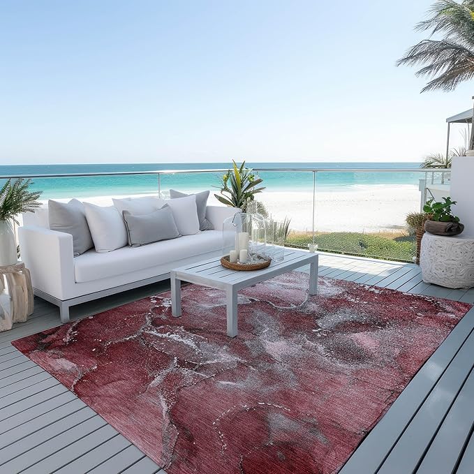 Addison Rugs Chantille ACN518 Red 10' x 14 Indoor Outdoor Area Rug, Stain Resistant, Machine Washable, Non Shedding, Bedroom, Living Room, Dining Room, Kitchen Rug