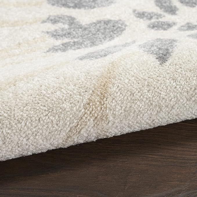 Nourison Passion Ivory Grey Blue 5'3" x 7'3" Area Rug, Boho, Floral, Easy Cleaning, Non Shedding, Bed Room, Living Room, Hallway, (5'3" x 7'3")