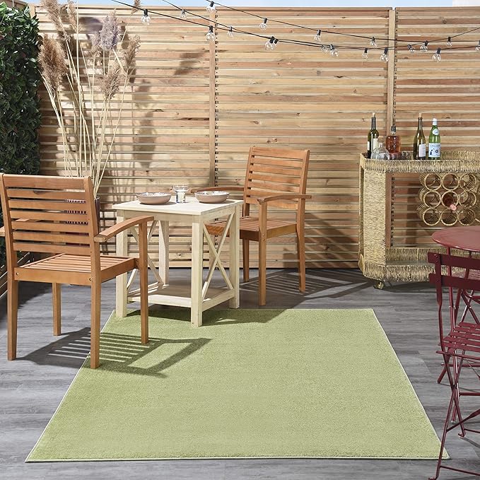 Nourison Essentials Indoor/Outdoor Green 6' x 9' Area Rug, Easy Cleaning, Non Shedding, Bed Room, Living Room, Dining Room, Backyard, Deck, Patio (6x9)